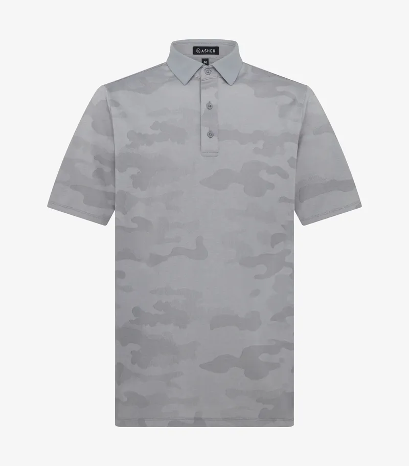 Asher golf jacquard camo polo
