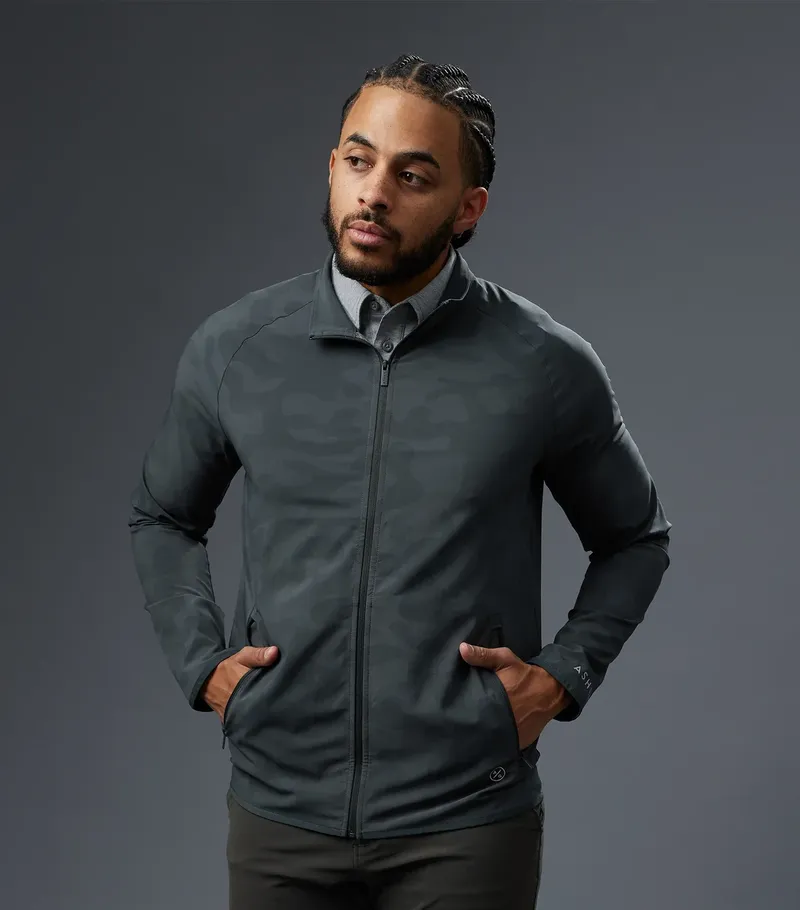 Asher golf shell jacket shadow camo by anthem branding