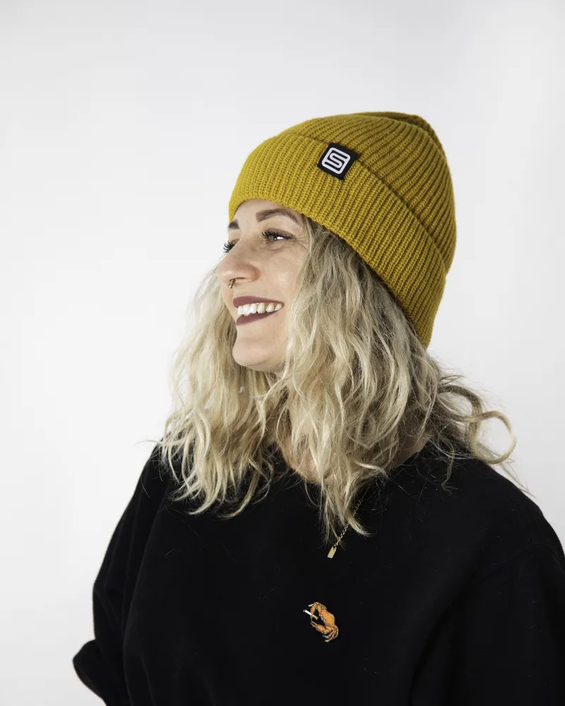 Beanies cuffed yellow S anthem branding lifestyle