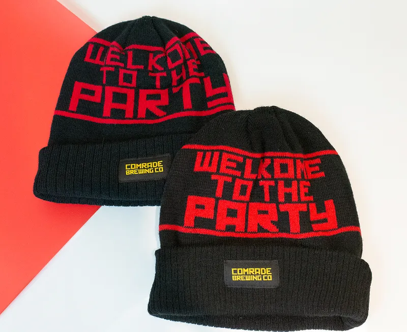 Comrade brewing knit beanie in denver by anthem branding Denver