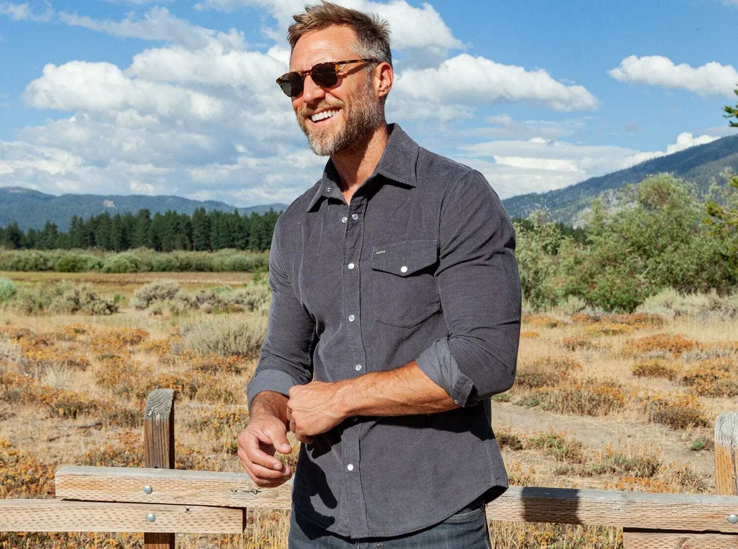 Criquet corduroy pearl snap charcoal by anthem branding 2