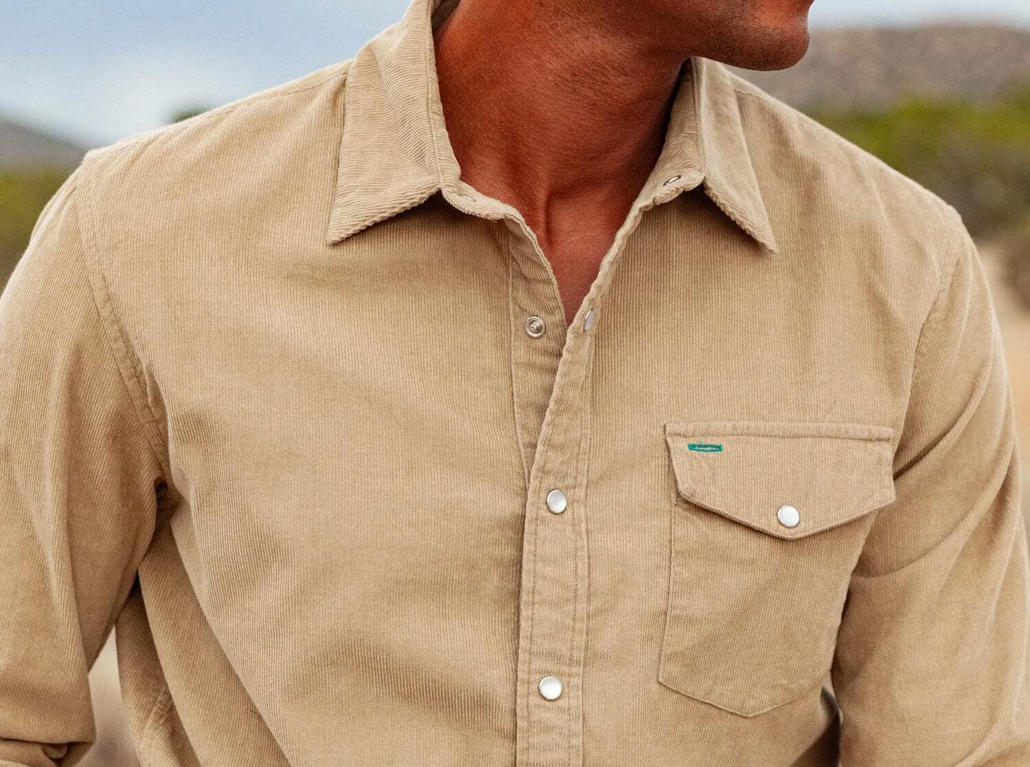 Criquet corduroy pearl snap sand by anthem branding 2