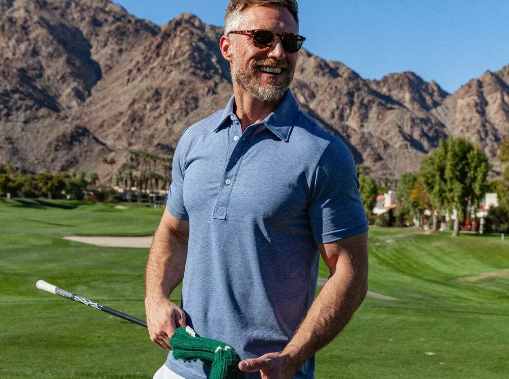 Criquet performance range polo blue jean by anthem branding 2