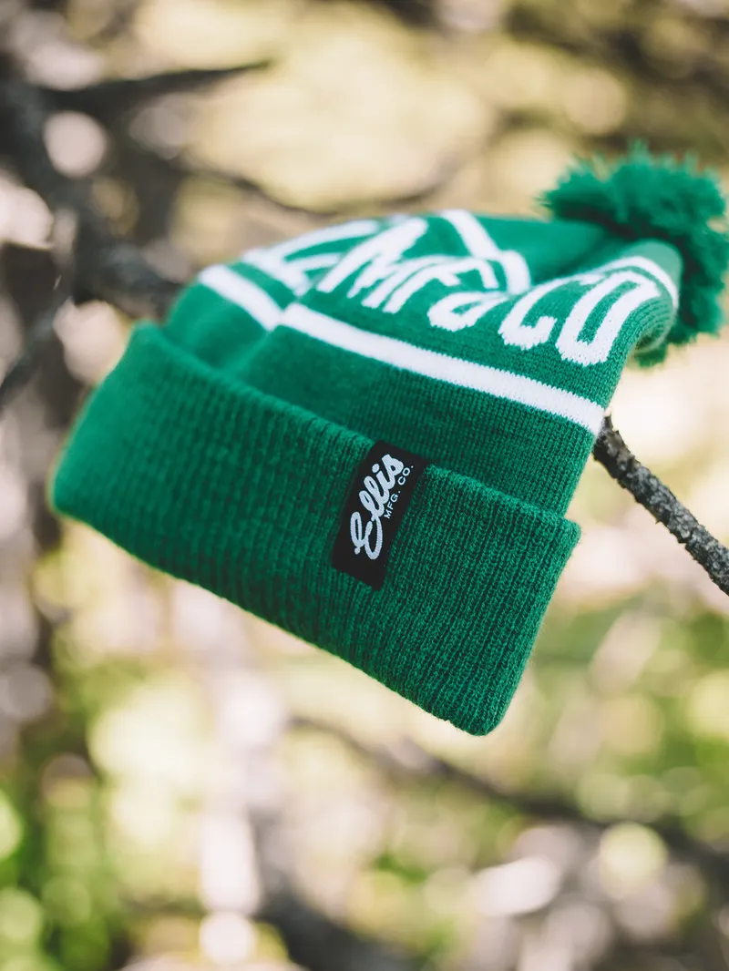 Custom woven beanie label by anthem branding