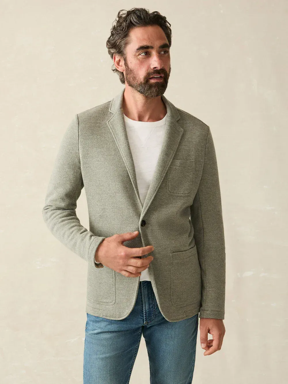 Faherty Inlet Knit Blazer Olive Brush Melange sales by anthem branding