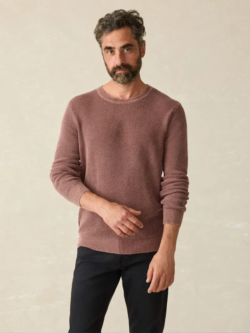 Faherty Sunwashed Crewneck Sweater Plum Wine sales by anthem branding