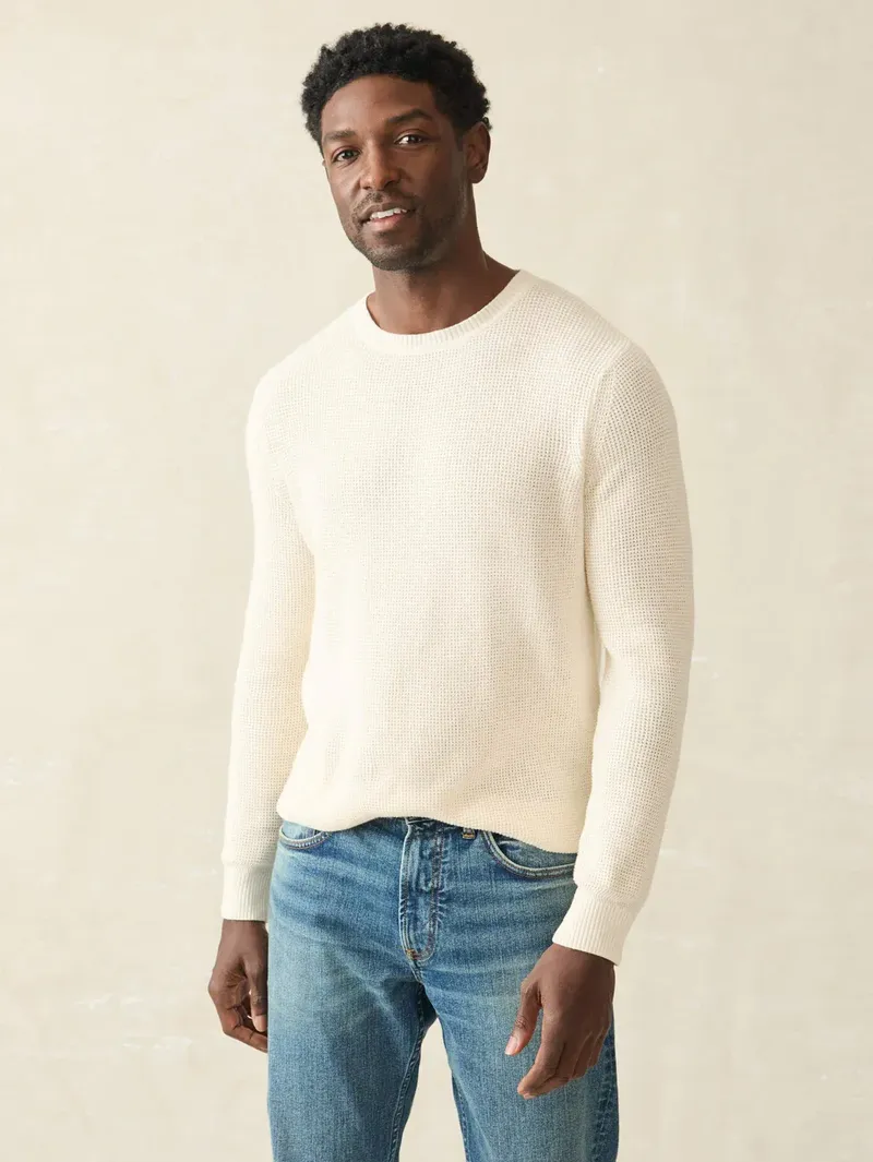 Faherty Sunwashed Crewneck Sweater White Shell sales by anthem branding