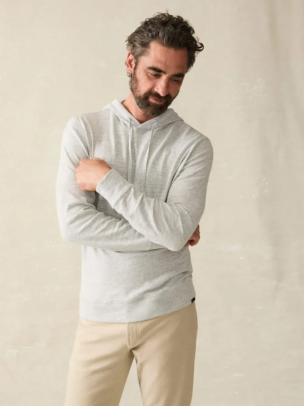 Faherty Sunwashed Slub Hoodie Light Grey Heather corporate sales by anthem branding