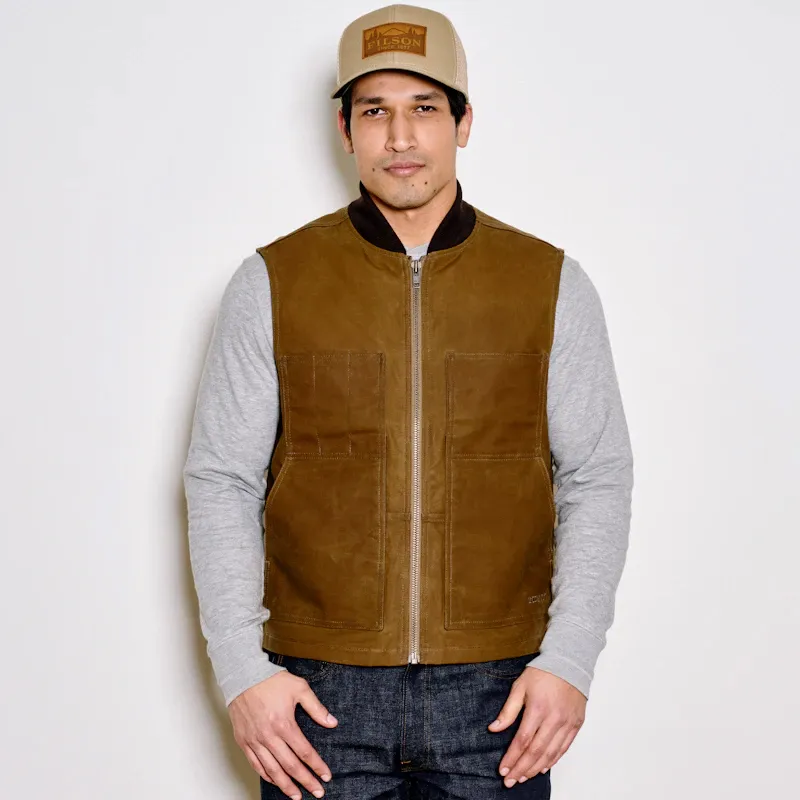Filson tin cloth insulated work vest corporate sales by anthem branding