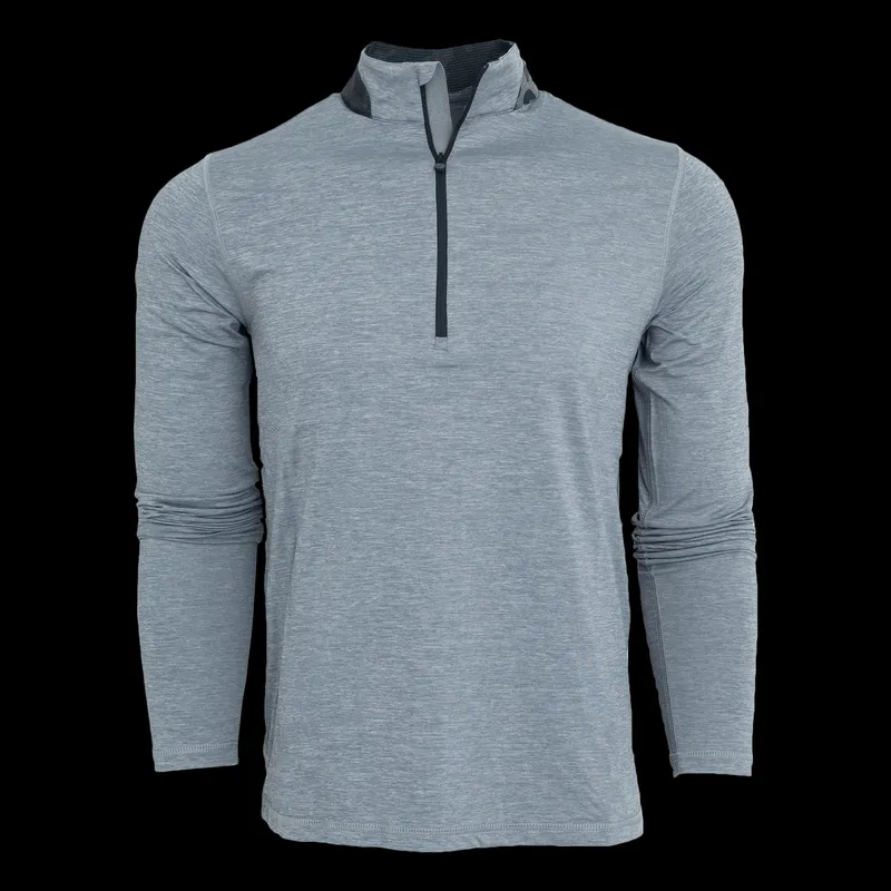 Greyson Clothiers Guide Sport Quarter Zip Light Grey Front corporate sales by anthem branding peg