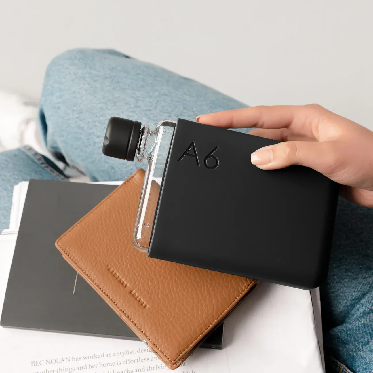 Memobottle A6 silicone sleeve black ink by anthem branding