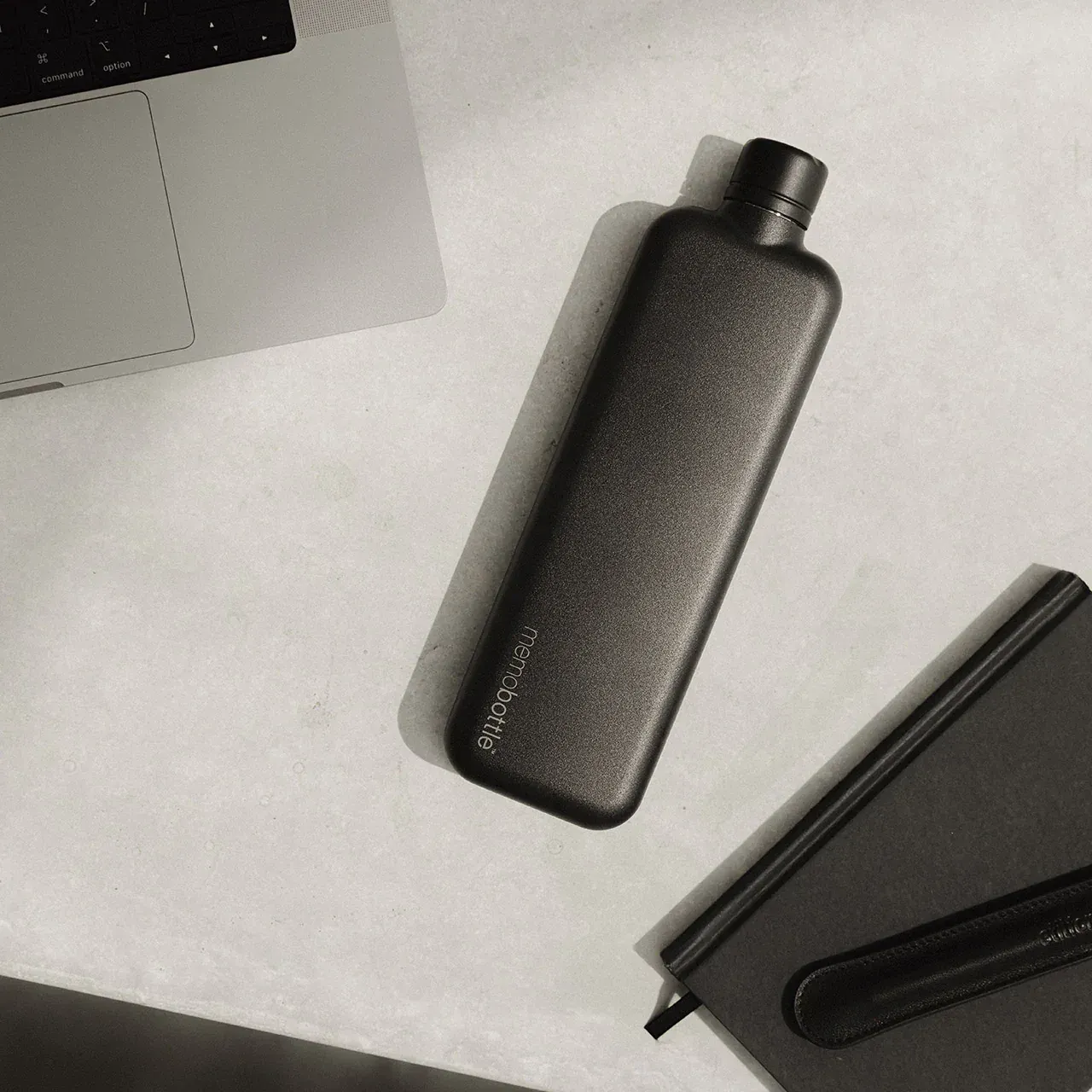 Memobottle slim stainless steel black by anthem branding