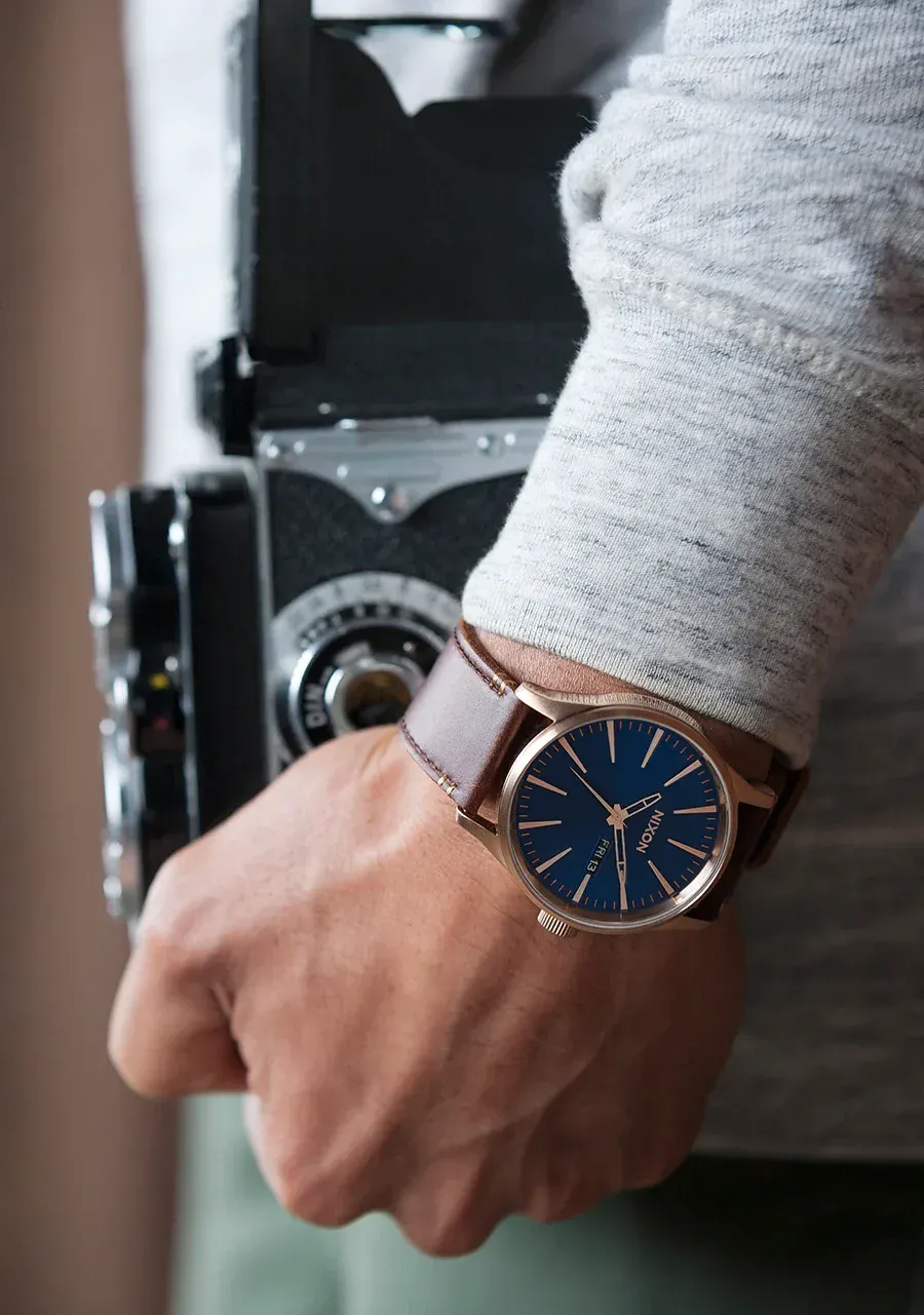 Nixon sentry leather watch by anthem branding