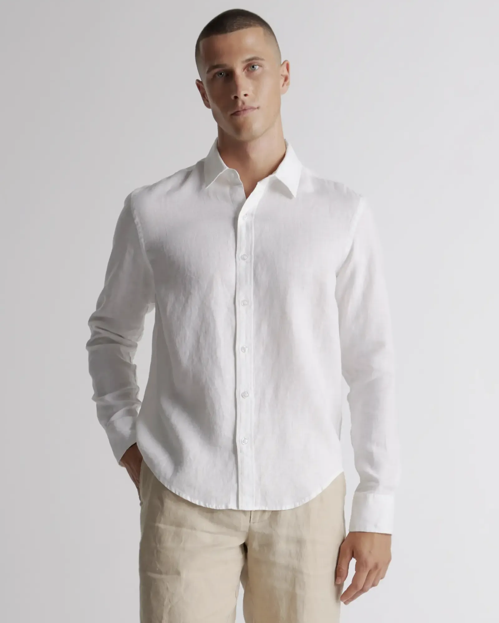Quince european linen long sleeve shirt by anthem branding