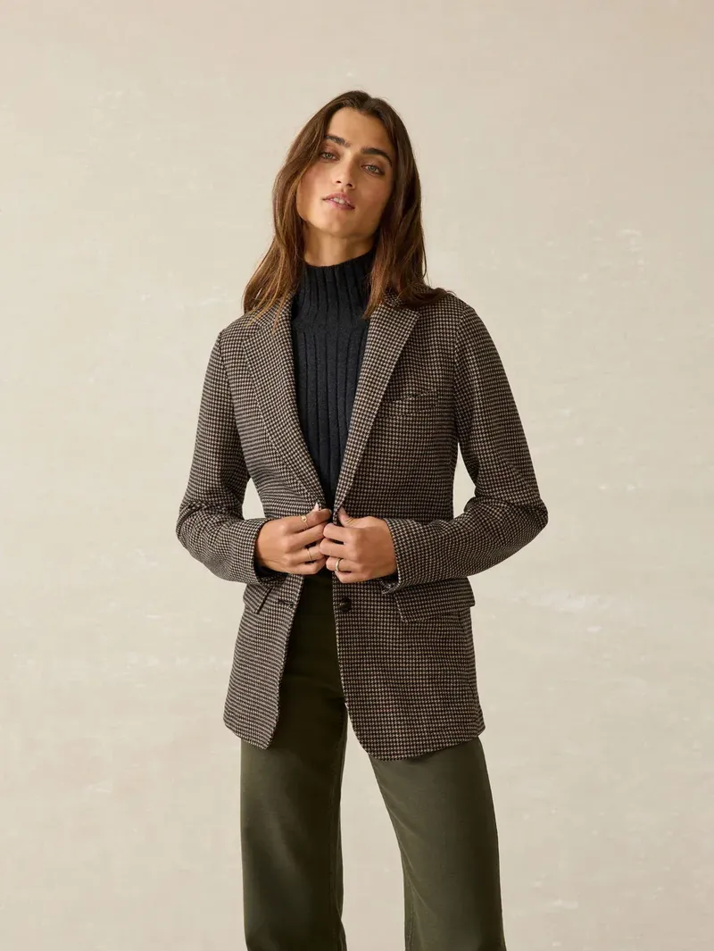 W Faherty Inlet Knit Tweed Blazer Mocha Mountain Houndstooth corporate sales by anthem branding